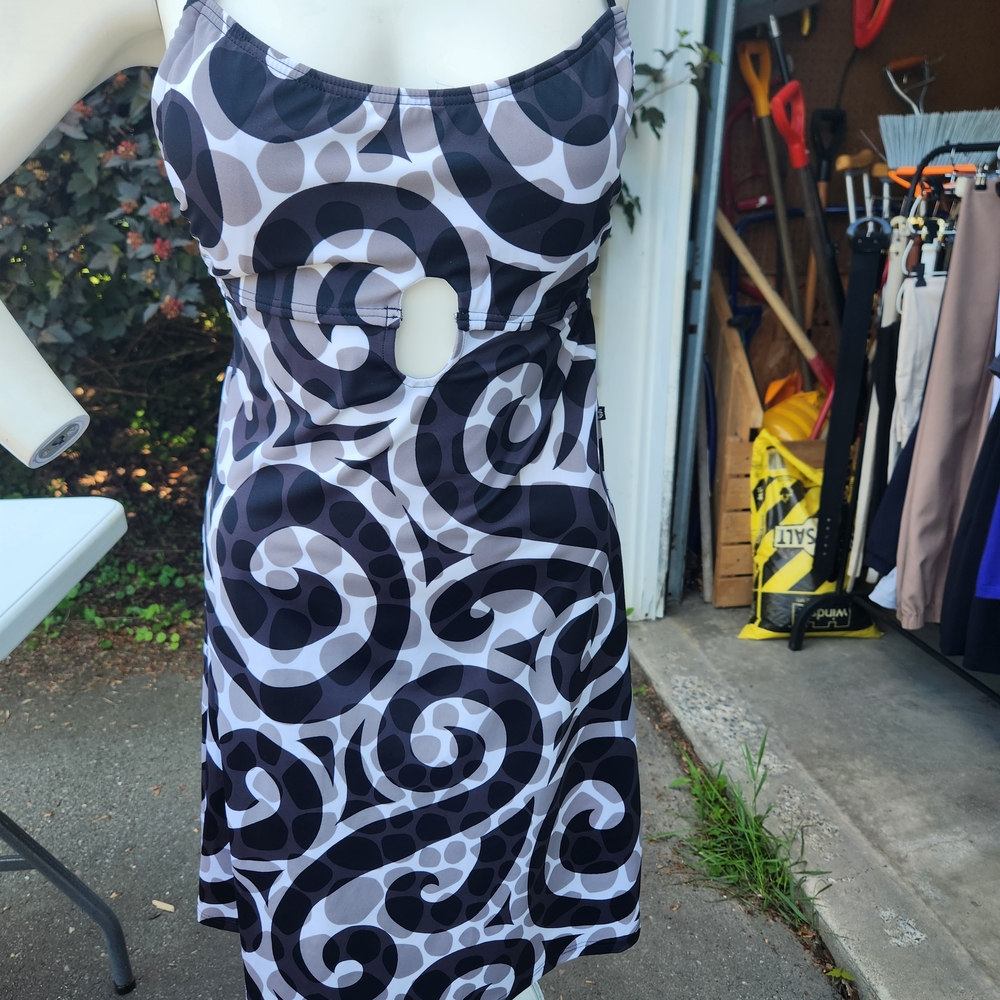 La Vie En Rose Black and White Spaghetti Strap Sheath Dress